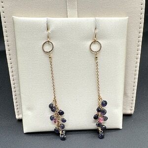Robindira Unsworth Elegant Amethyst Gold and Purple Dangle Earrings